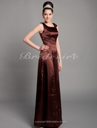 A-line Scoop Ankle-length Sleeveless Satin Sash/Ribbon Bridesmaid Dress
