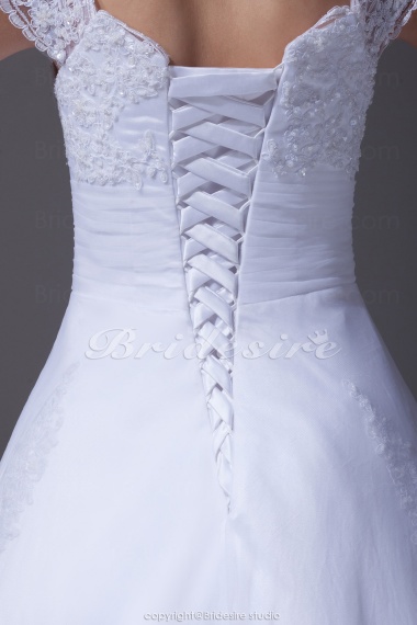 Ball Gown Straps Court Train Sleeveless Lace Wedding Dress