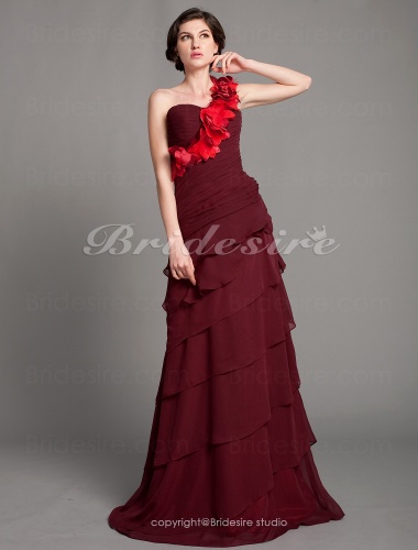 A-line Chiffon Floor-length One Shoulder Mother of the Bride Dress