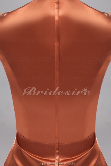Sheath/Column V-neck Knee-length Sleeveless Satin Dress