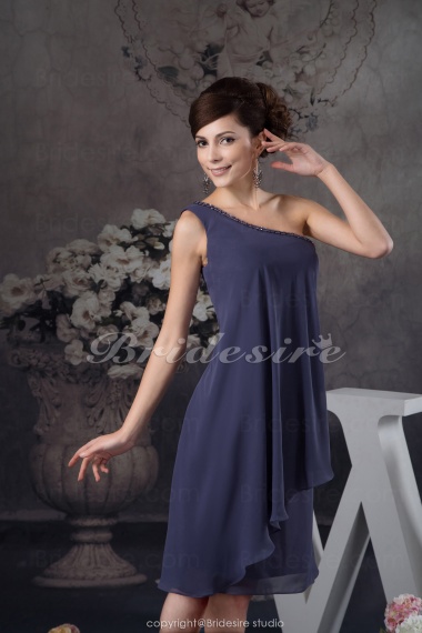A-line One Shoulder Short/Mini Sleeveless Chiffon Bridesmaid Dress