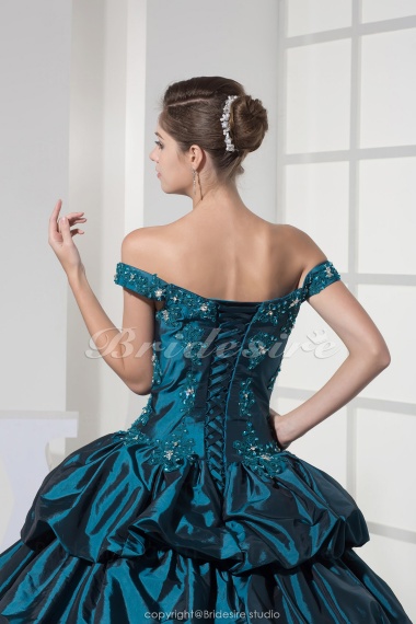 Ball Gown Off-the-shoulder Floor-length Sleeveless Taffeta Dress