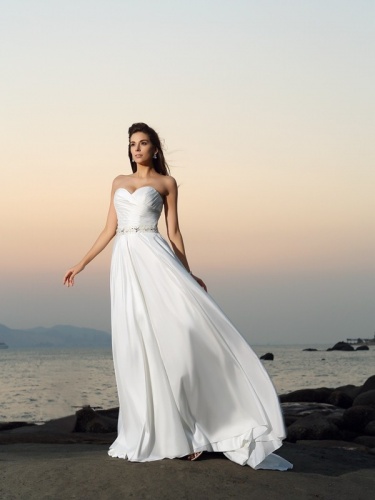 A-line Sweetheart Sleeveless Taffeta Wedding Dress
