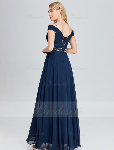 A-line Sweetheart Floor-length Chiffon Evening Dress with Sequins