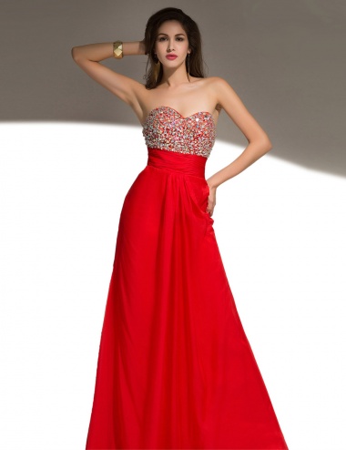 A-line Scoop Floor-length Organza Prom Dress