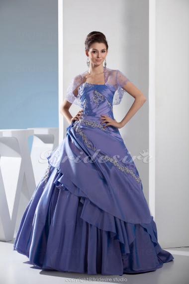 Ball Gown Strapless Floor-length Sleeveless Satin Dress