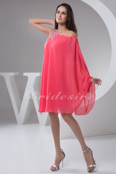 A-line One Shoulder Short/Mini Sleeveless Chiffon Mother of the Bride Dress