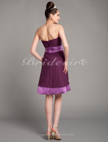 A-line Knee-length Sweetheart Satin And Chiffon Bridesmaid Dress with Removale Straps