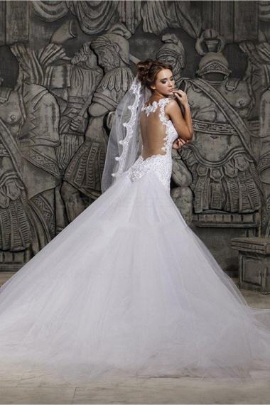 Trumpet/Mermaid Sweetheart Sleeveless Tulle Wedding Dress