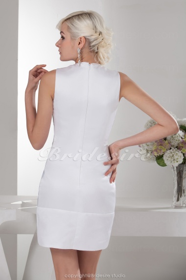 Sheath/Column Jewel Short/Mini Sleeveless Satin Dress