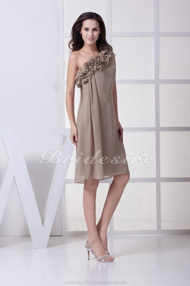 Sheath/Column One Shoulder Knee-length Sleeveless Chiffon Bridesmaid Dress