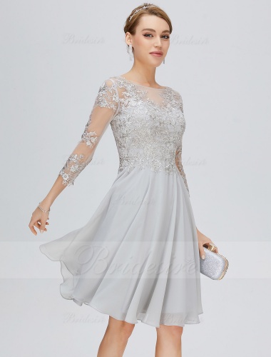 A-line Scoop Knee-length Chiffon Prom Dress