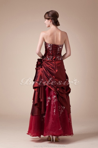 A-line Strapless Floor-length Sleeveless Taffeta Organza Dress