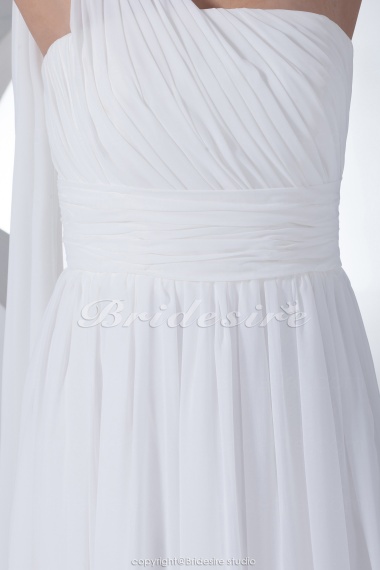 Sheath/Column One Shoulder Floor-length Sleeveless Chiffon Wedding Dress