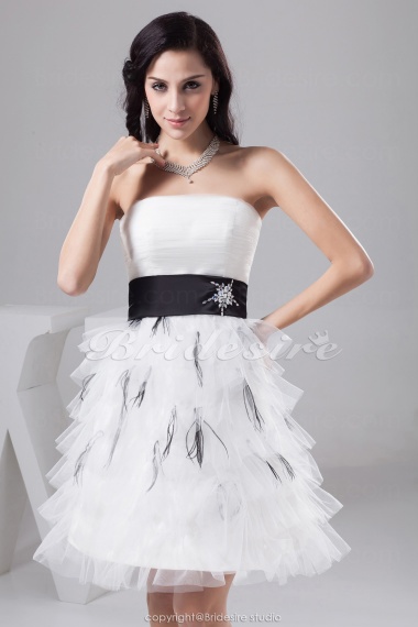 A-line Strapless Short/Mini Sleeveless Tulle Dress