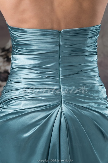 A-line Strapless Floor-length Sleeveless Stretch Satin Dress