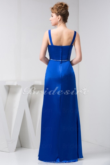 A-line Straps Floor-length Sleeveless Stretch Satin Mother of the Bride Dress