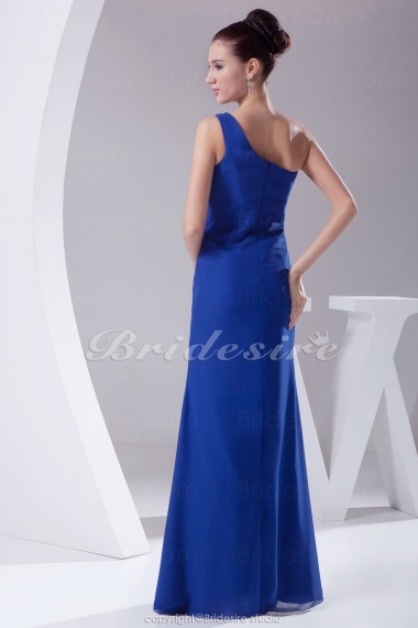 Sheath/Column One Shoulder Floor-length Sleeveless Chiffon Dress