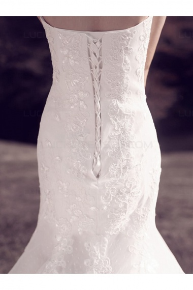 Trumpet/Mermaid Strapless Sleeveless Lace Wedding Dress