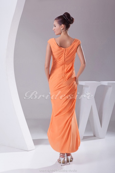 Sheath/Column Off-the-shoulder Ankle-length Short Sleeve Chiffon Dress