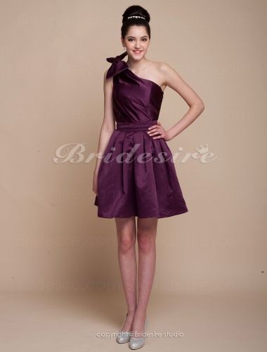 A-line Satin Knee-length One Shoulder Cocktail Dress