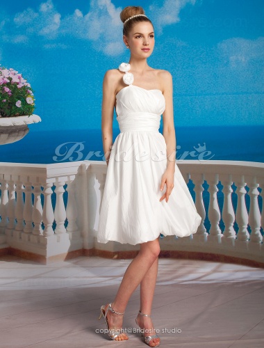 A-line Taffeta Short/ Mini One Shoulder Wedding Dress