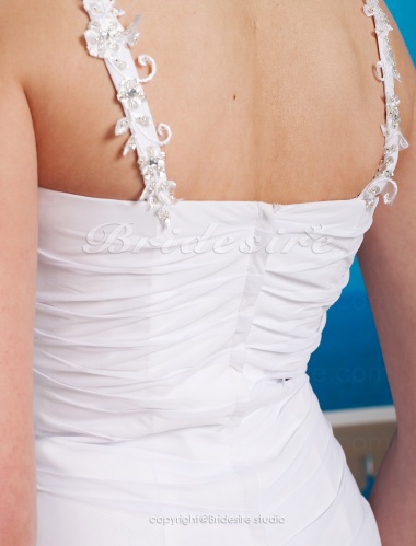 Sheath/Column Chiffon Floor-length Spaghetti Straps Wedding Gown