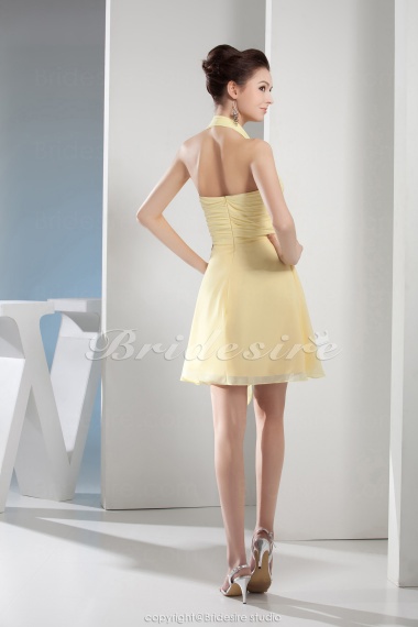 A-line Halter Knee-length Sleeveless Chiffon Dress