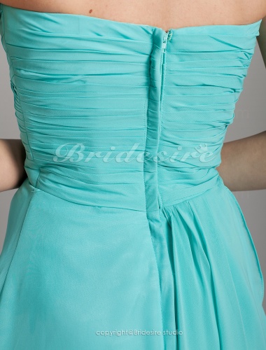 Sheath/ Column Chiffon Knee-length Sweetheart Bridesmaid Dress