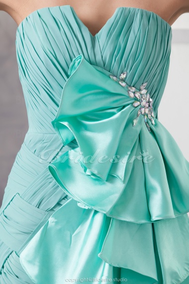 Trumpet/Mermaid V-neck Sweep Train Sleeveless Chiffon Elastic Silk-like Satin Dress