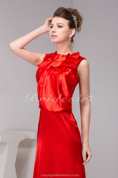 A-line Scoop Floor-length Sleeveless Satin Dress
