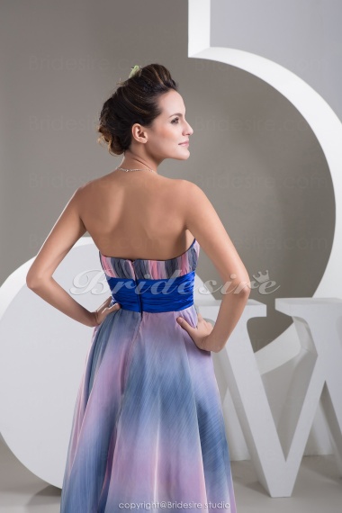 A-line Sweetheart Asymmetrical Sleeveless Stretch Satin Chiffon Dress