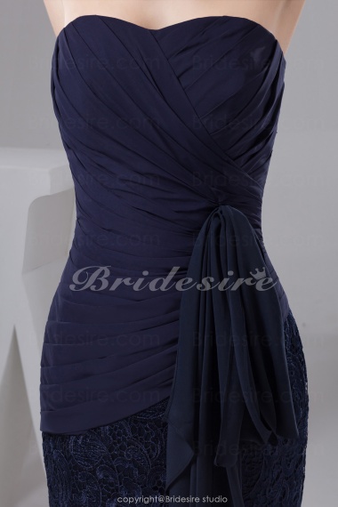 Sheath/Column Strapless Short/Mini Sleeveless Chiffon Lace Dress