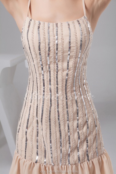 Sheath/Column Spaghetti Straps Short/Mini Sleeveless Chiffon Dress