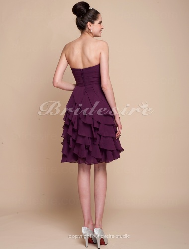 A-line Knee-length Tiered Chiffon Sweetheart Bridesmaid Dress
