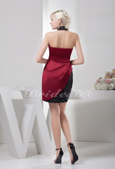 Sheath/Column Halter Short/Mini Sleeveless Satin Dress