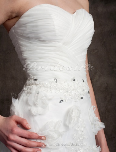 A-line Organza Ankle-length Sweetheart Wedding Dress
