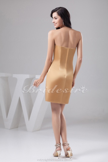 Sheath/Column Strapless Short/Mini Sleeveless Elastic Silk-like Satin Dress