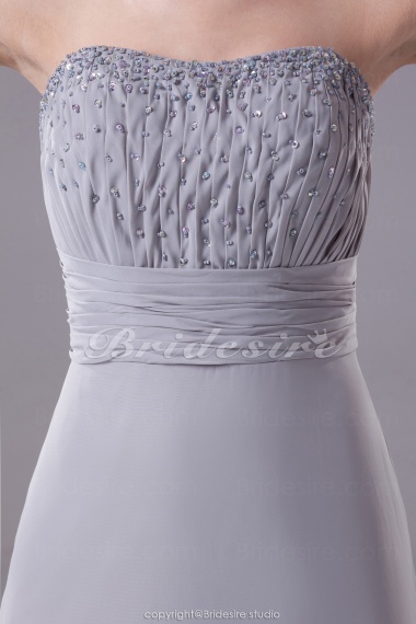 Sheath/Column Strapless Floor-length Long Sleeve Chiffon Mother of the Bride Dress