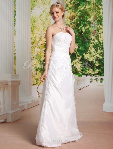 A-line Taffeta Floor-length Strapless Wedding Dress