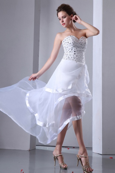 A-line Strapless Knee-length Organza Holiday Dress