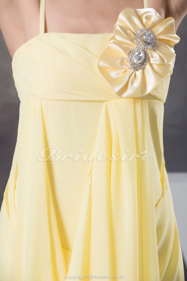 Sheath/Column Spaghetti Straps Floor-length Sleeveless Chiffon Bridesmaid Dress