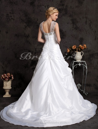 Ball Gown Chapel Train Plus Size Taffeta Sweetheart Wedding Dress