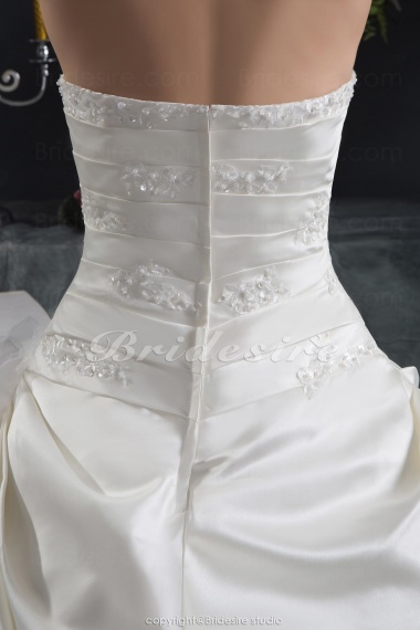 Ball Gown Strapless Floor-length Chapel Train Sleeveless Satin Wedding Dress