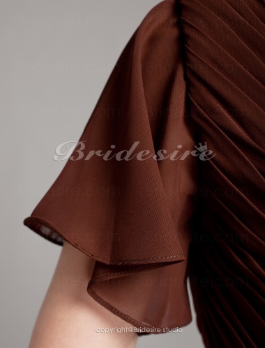 Sheath/ Column Chiffon V-neck Floor-length Short Sleeve Mother of the Bride Dress