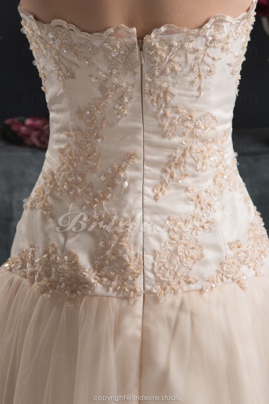 Sheath/Column Strapless Floor-length Sleeveless Satin Chiffon Wedding Dress