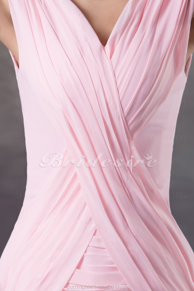 Sheath/Column V-neck Short/Mini Sleeveless Chiffon Dress