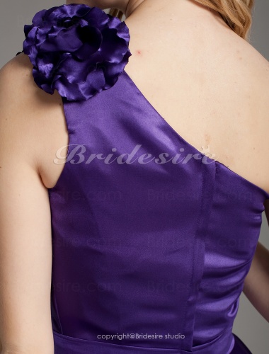 A-line Stretch Satin Short/ Mini One Shoulder Bridesmaid Dress