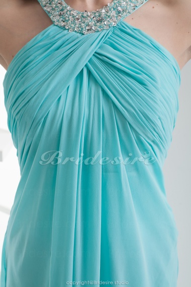 Sheath/Column Halter Floor-length Sleeveless Chiffon Bridesmaid Dress
