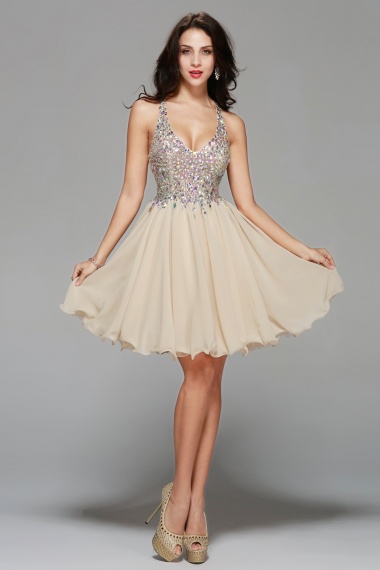 Princess V-neck Short/Mini Chiffon Prom Dress
